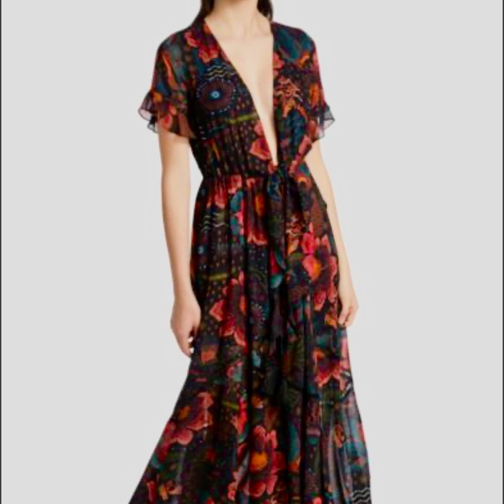 NWOT Farm Rio Black River Creatures Maxi Dress Size S